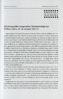 XII Europejskie Sympozjum Chiropterologiczne (Wilno, Litwa, 22-26 sierpnia 2011 r.)