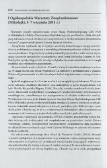 I Og&oacute;lnopolskie Warsztaty Zooplanktonowe (Mikołajki, 5-7 września 2011 r.)