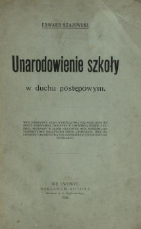 Unarodowienie szkoły w duchu postępowym ...