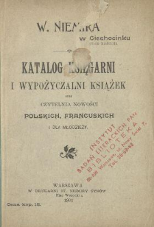 Katalog księgarni i wypożyczalni książek oraz czytelnia nowości polskich, francuskich i dla młodzieży