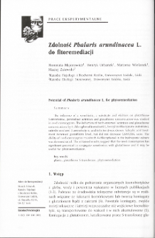 Potential of Phalaris arundinacea L. for phytoremediation