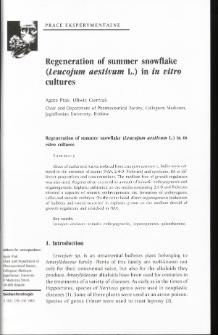 Regeneration of summer snowflake (Leucojutn aestivum L.) in tn vitrocultures