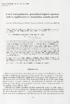 A new four-parametr, generalized logistic equation and its applications to mammalian somatic growth