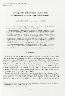 Intraspecific behavioural interactions in Apodemus microps : a peaceful mouse?