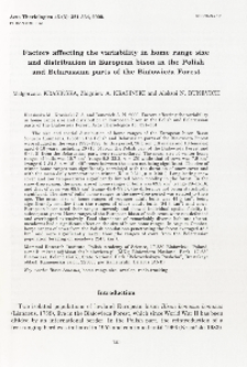 Bisoniana 121. Factors affecting the variability in home range size and distribution in European bison in the Polish and Belarussian parts of the Białowieża Forest