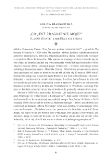 „Co jest pragnienie moje?”. O „Don Juanie” Tadeusza Rittnera