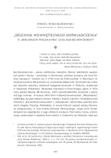 &bdquo;Dziennik wewnętrznego doświadczenia&rdquo;. O &bdquo;Melodiach pielgrzyma&rdquo; Jana Barszczewskiego
