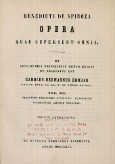 Benedicti de Spinoza Opera quae supersunt omnia. Vol. 3, Tractatus theologico-politicus, Compendium grammatices linguae hebraeae