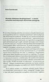 Akustyka afektywna dwubiegunowa? - o dwóch sensualno-semantycznych ekstremach awangardy