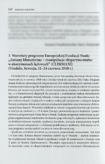 3. Warsztaty programu Europejskiej Fundacji Nauki "Zmiany klimatyczne - manipulacje ekstremalne w ekosystemach lądowych" (CLIMMANI) (Vindeln, Szwecja, 21-24 czerwca 2010 r.)