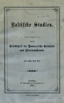 Baltische Studien. Neue Folge Bd. 14 (1910)