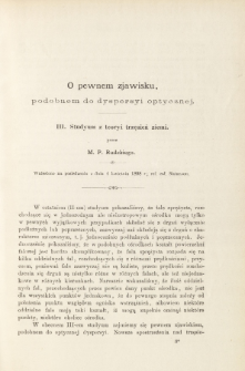 O pewnem zjawisku, podobnem do dyspersyi optycznej. III. Studyum z teoryi trzęsień ziemi