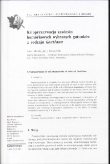 Cryopreservation of cell suspensions of selected Gentiana