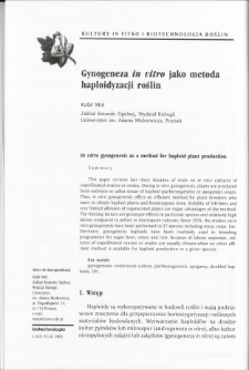 In vitro gynogenesis as a method for haploid plant production