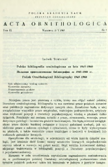 Polska bibliografia ornitologiczna za lata 1945-1960