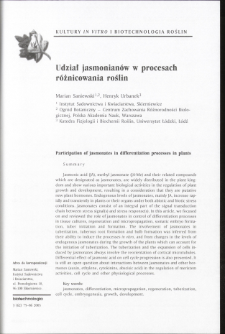 Udział jasmonian&oacute;w w procesach r&oacute;żnicowania roślin
