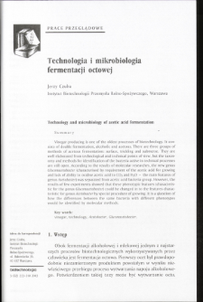 Technologia i mikrobiologia fermentacji octowej
