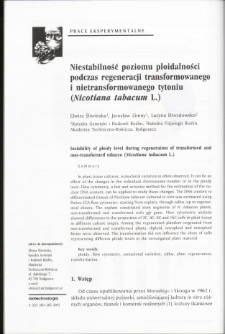 Niestabilność poziomu ploidalności podczas regeneracji transformowanego i nietransformowanego tytoniu (Nicotiana tabacum L.)