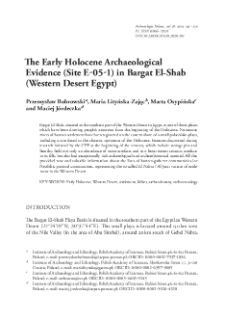 The Early Holocene Archaeological Evidence (Site E-05-1) in Bargat El-Shab (Western Desert Egypt)