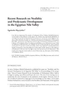 Recent Research on Neolithic and Predynastic Development in the Egyptian Nile Valley