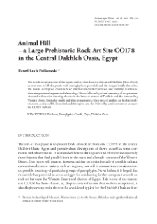 Animal Hill &ndash; a Large Prehistoric Rock Art Site CO178 in the Central Dakhleh Oasis, Egypt