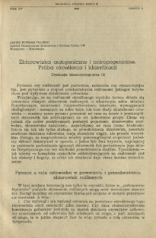 Zbiorowiska autogeniczne i antropogeniczne. Pr&oacute;ba określenia i klasyfikacji : Dyskusje fitosocjologiczne (4)