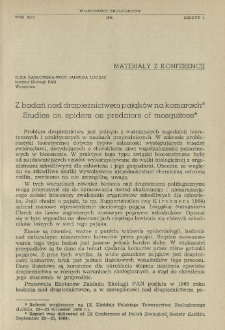 Z badań nad drapieżnictwem pająków na komarach