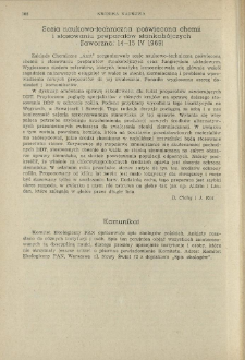 Sesja naukowo-techniczna poświęcona chemii i stosowaniu preparatów stonkobójczych (Jaworzno, 14-15 IV 1969)