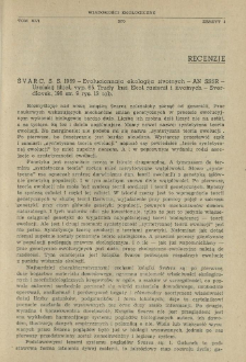 Recenzje. &Scaron;varc, S. S. 1969 - Evolucionnaja ekologija životnych - AN SSSR - Uralskij filijal, vyp. 65. Trudy Inst. Ekol. rastenii i životnych - Sverdlovsk, 198 str. 9 rys. 13 tab.