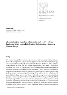 „Pomnijż dzieła rycerskie, jakoć smakowały […]” – edycja krytyczna listów poetyckich Daniela Koźmickiego i Andrzeja Zborowskiego