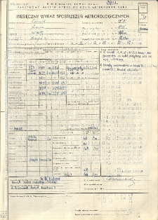 Miesięczny wykaz spostrzeżeń meteorologicznych. Kwiecień 1952