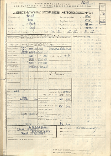 Miesięczny wykaz spostrzeżeń meteorologicznych. Grudzień 1952