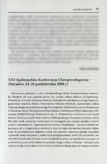 XXI Og&oacute;lnopolska Konferencja Chiropterologiczna (Sierak&oacute;w, 24-26 października 2008 r.)