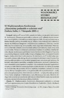XI Międzynarodowa Konferencja "Ekosystemy podmokłe w ochronie w&oacute;d" (Indore, Indie, 1-7 listopada 2008 r.)
