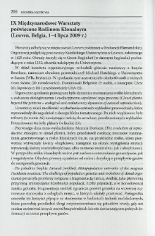 IX Międzynarodowe Warsztaty poświęcone Roślinom Klonalnym (Leuven, Belgia, 1-4 lipca 2009 r.)