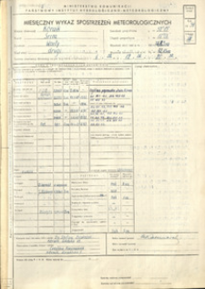 Miesięczny wykaz spostrzeżeń meteorologicznych. Sierpień 1954