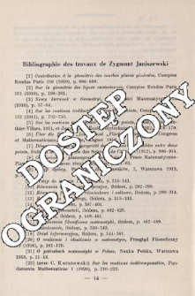 Bibliographie des travaux de Zygmunt Janiszewski