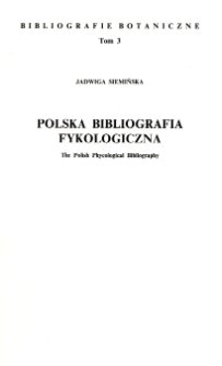 Polska bibliografia fykologiczna. Tom 3