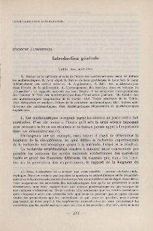 Introduction g&eacute;n&eacute;rale. Table des mati&egrave;res