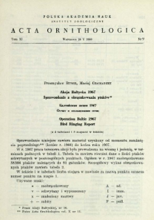 Akcja Bałtycka 1965, Sprawozdanie z obrączkowania ptak&oacute;w