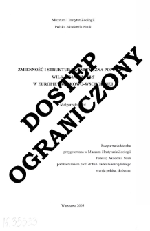 Zmienność i struktura genetyczna populacji wilka Canis lupus w Europie Środkowo - Wschodniej
