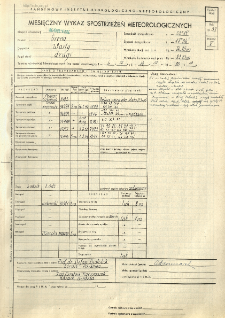 Miesięczny wykaz spostrzeżeń meteorologicznych. Maj 1957