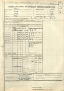 Miesięczny wykaz spostrzeżeń meteorologicznych. Sierpień 1958