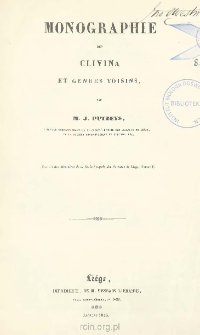 Monographie des Clivina et genres voisins, pr&eacute;c&eacute;d&eacute;e d&rsquo;un tableau synoptique des genres de la tribu des Scaritides