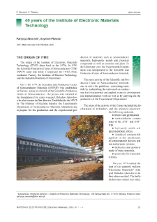 40 years of the Institute of Electronic Materials Technology