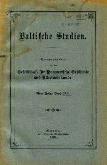 Baltische Studien. Neue Folge Bd. 23 (1920)