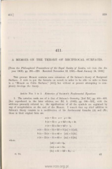 A Memoir on the Theory of Reciprocal Surfaces