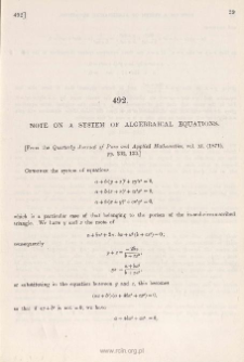 Note on a system of algebraical equations