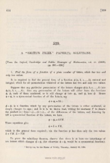 A " Smith's Prize" paper [1868]; solutions by Prof. Cayley