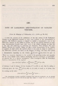 Note on Lagrange's demonstration of Taylor's theorem